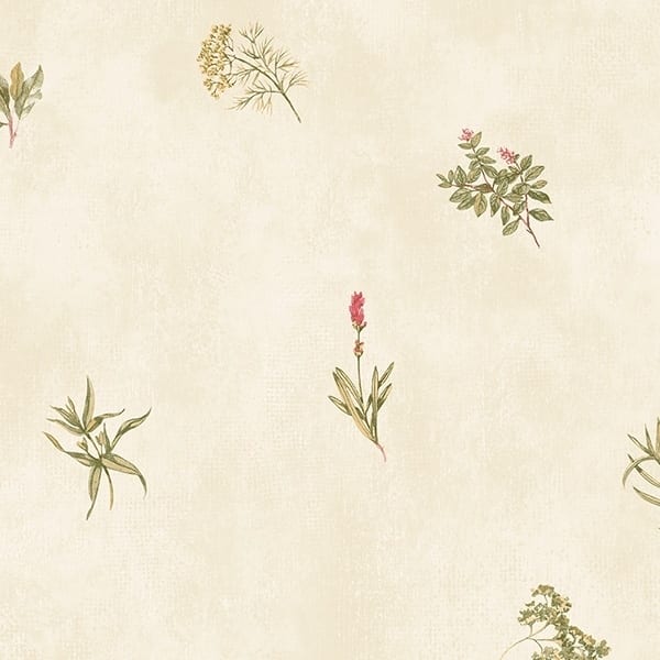 Herb Sidewall Hampton 32.7 Ft. x 20.5 In. Vinyl Brown Leaves And Floral Toile Wallpaper Covering