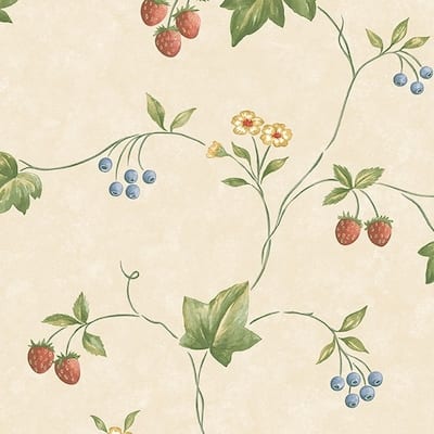 Trellis Trail Franklin 32.7 Ft. x 20.5 In. Vinyl Blue Floral Trail Wallpaper Covering