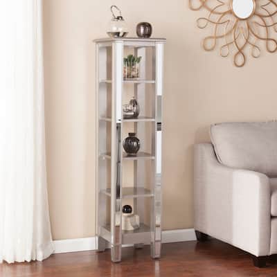 SEI Furniture Vedlin Matte Silver Mirrored 5-Tier Bookcase