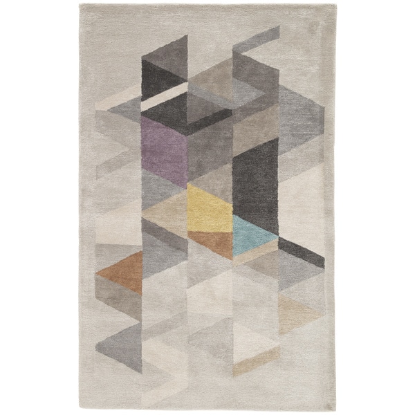 Didion Handmade Geometric Light Gray/ Multicolor Area Rug (5' X 8') - 5' x 8'