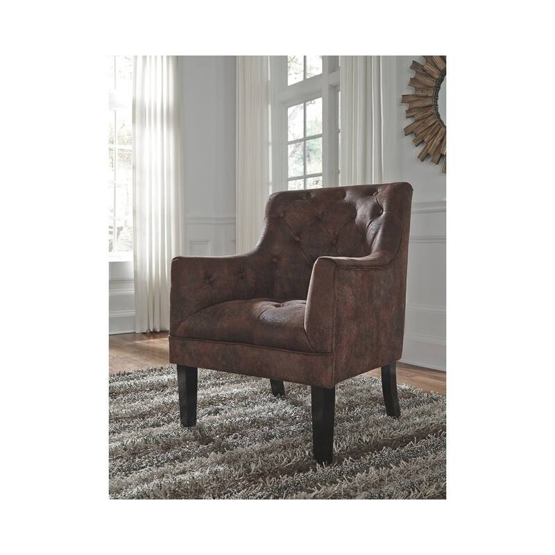 Drakelle Traditional Faux Leather Accent Chair