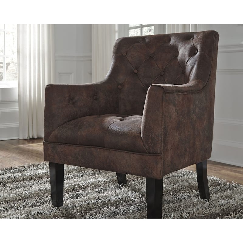 Drakelle Traditional Faux Leather Accent Chair