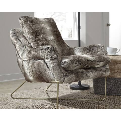 Wildau Contemporary Gray Faux-Fur Accent Chair