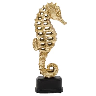 Gold Seahorse Statue