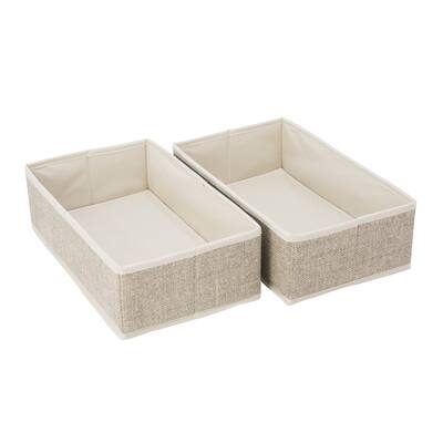 Simplify 2 Pack Medium Rectangular Compartment Drawer Organizer in Faux Jute - 12.2"x 7.25"x 3.7"