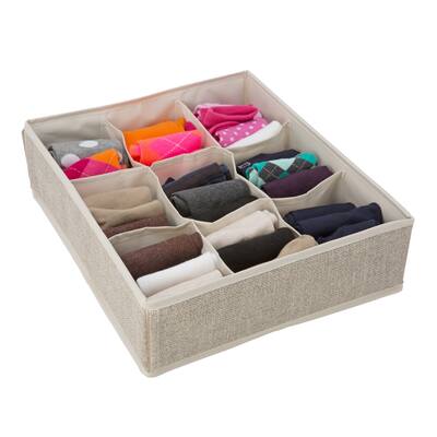 Simplify 9 Compartment Drawer Organizer in Faux Jute - 14"x 12"x 4"