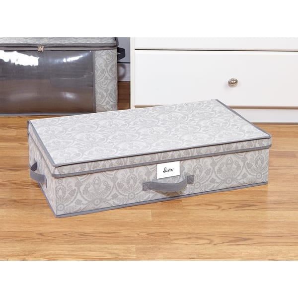 Simplify 28 x 6 Gray Boho Under the Bed Storage Box With Handle