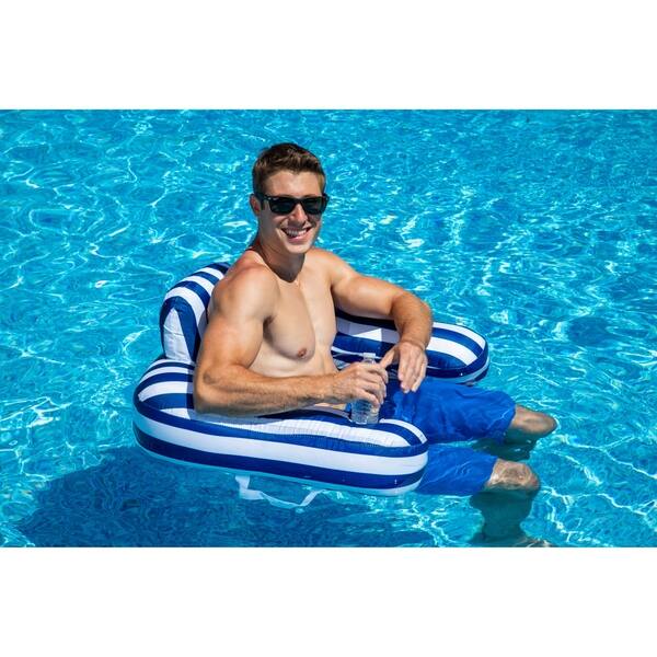 Drifter U Seat Pool Float Navy Blue Luxury Fabric Swimming Pool Float Morgan Dwyer Signature Series As Is Item Overstock 34400604