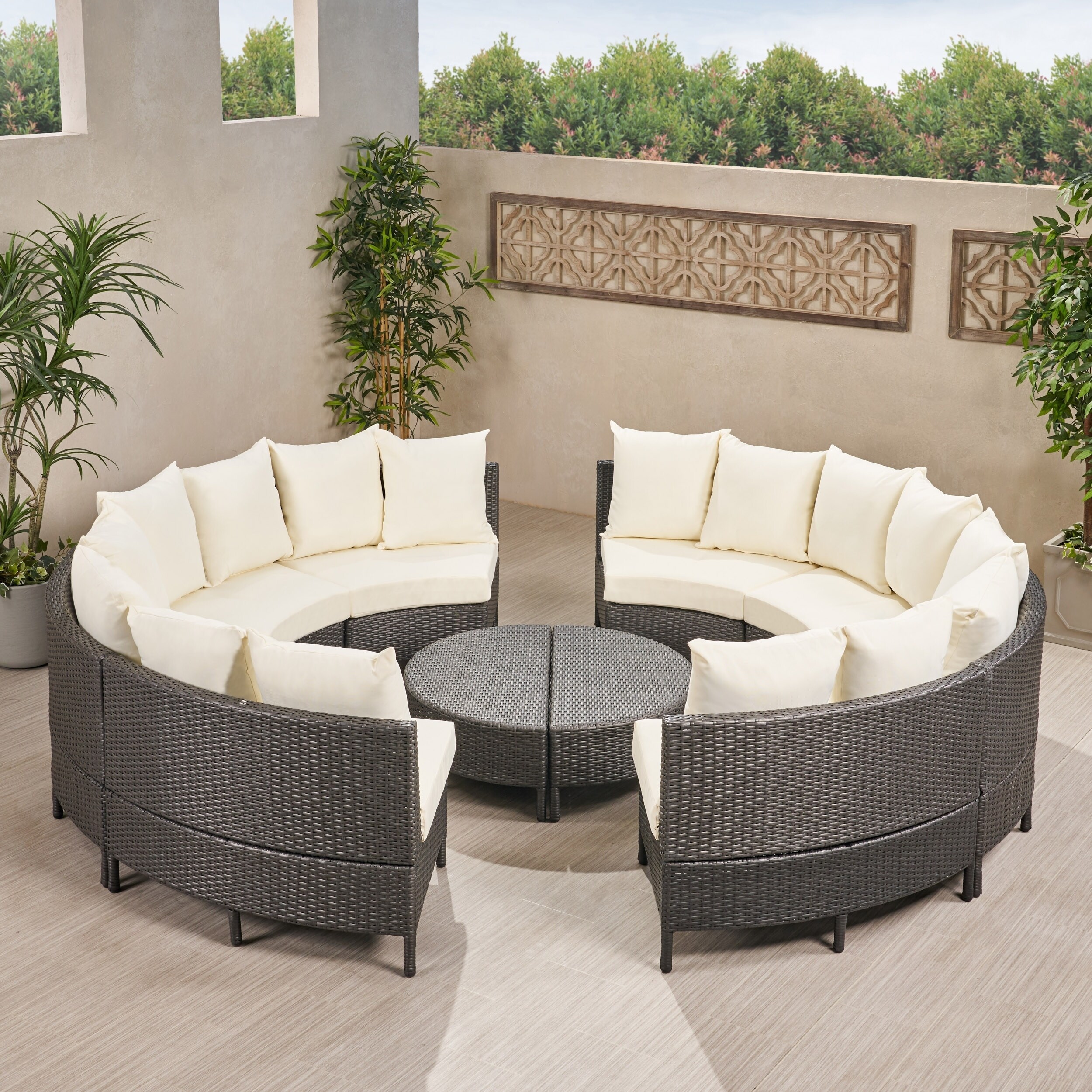 Newton Outdoor  Round Wicker Sectional  Sofa  Set by eBay