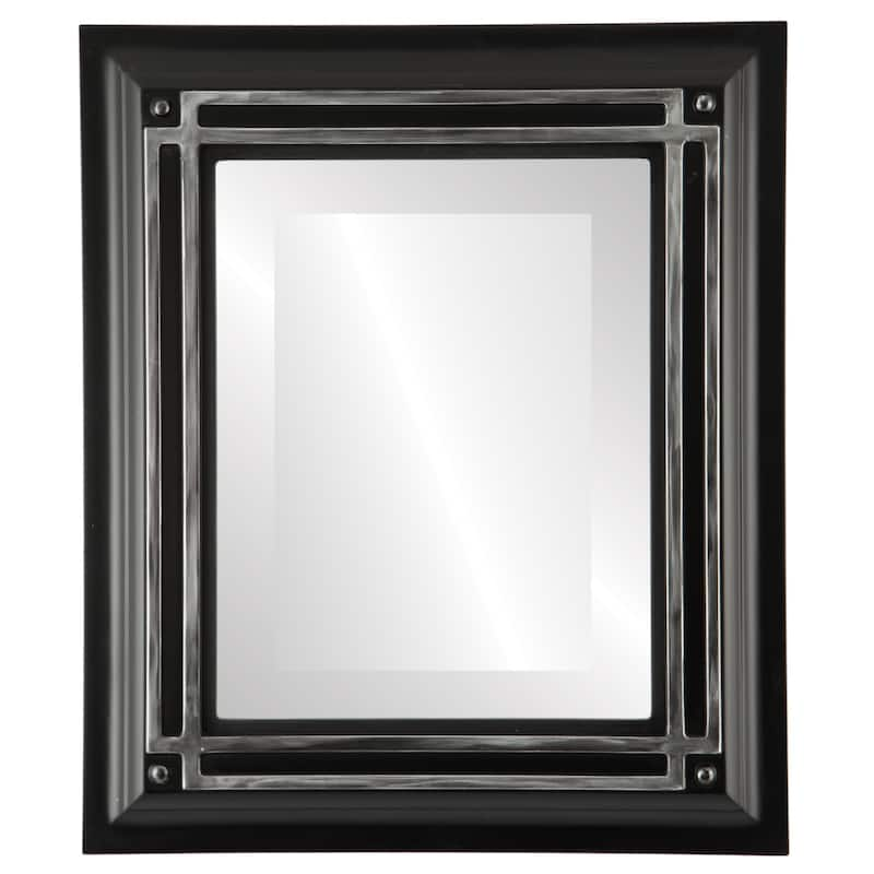 Imperial Framed Rectangle Mirror in Matte Black with Silver