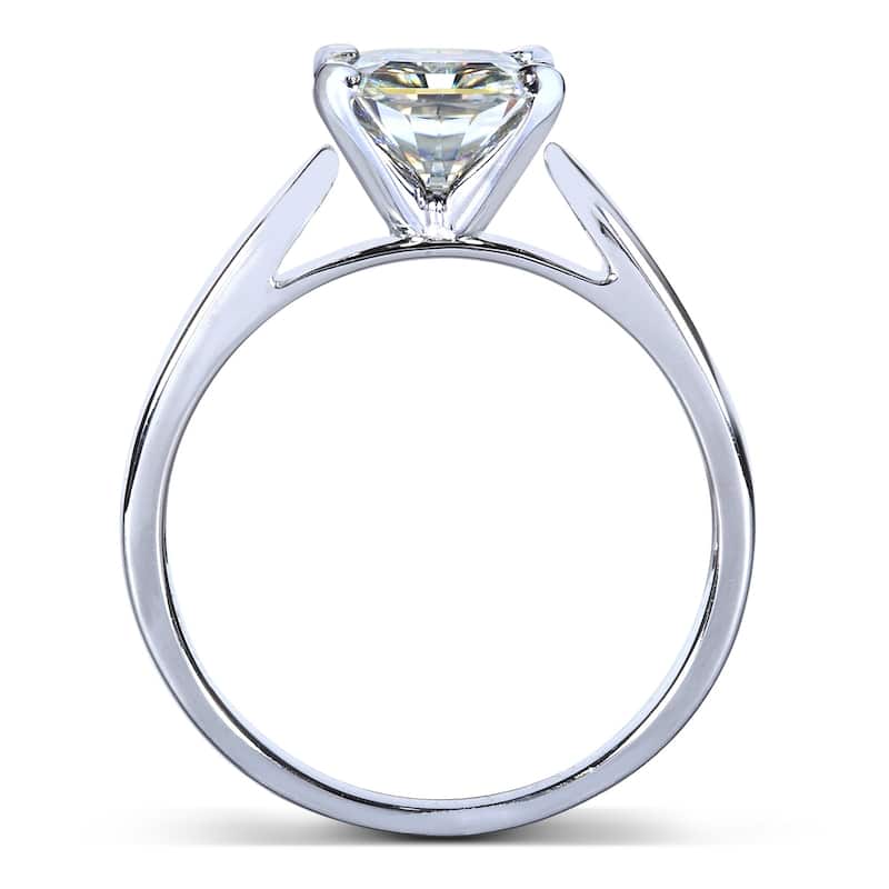 Annello by Kobelli 14k White Gold 7/8 Carat Princess Moissanite Solitaire Peg Head Cathedral Engagement Ring