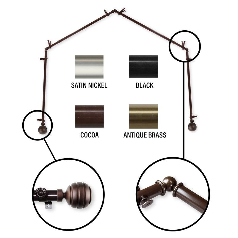 InStyleDesign Piper 4-Sided Bay Window Curtain Rod - Brown Finish - Cocoa