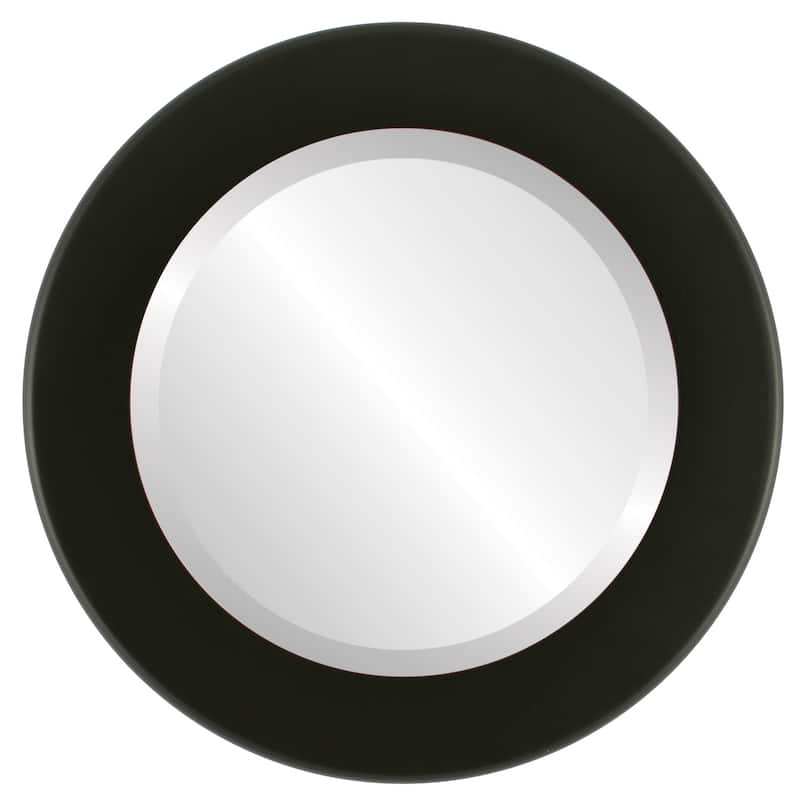 Cafe Framed Round Mirror in Matte Black
