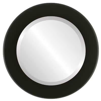 Cafe Framed Round Mirror in Matte Black