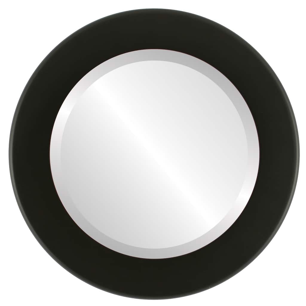 Cafe Framed Round Mirror in Matte Black