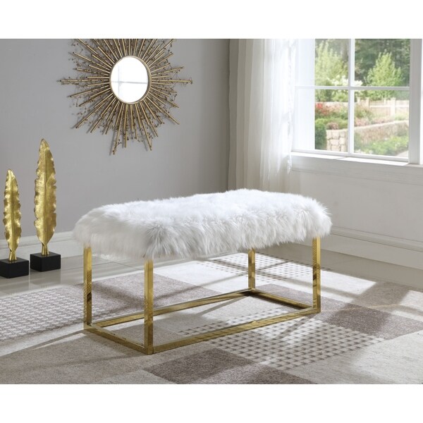 Shop Best Quality Furniture Faux Fur Accent Bench - Free Shipping Today ...