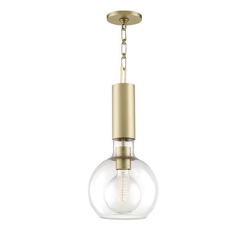 Raleigh 1-light Aged Brass Small Pendant