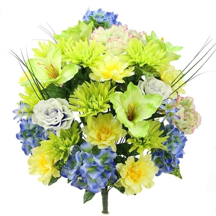 36 Stems Faux Peony Hydrangea Dahlia Amary Mixed Flower Bush - GPB7316-KW/BL/YW