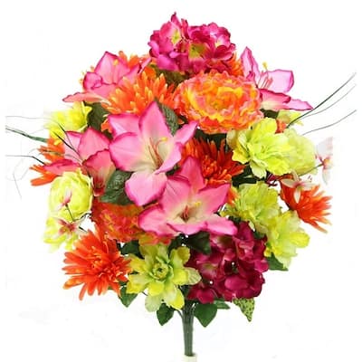 36 Stems Faux Peony Hydrangea Dahlia Amary Mixed Flower Bush