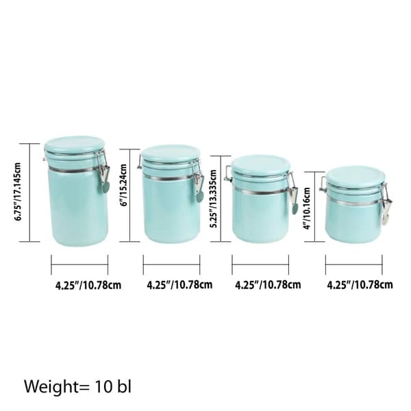 Canister Set Spoon Turquoise Kitchen Food Storage Containers Organizer 4 Pc New