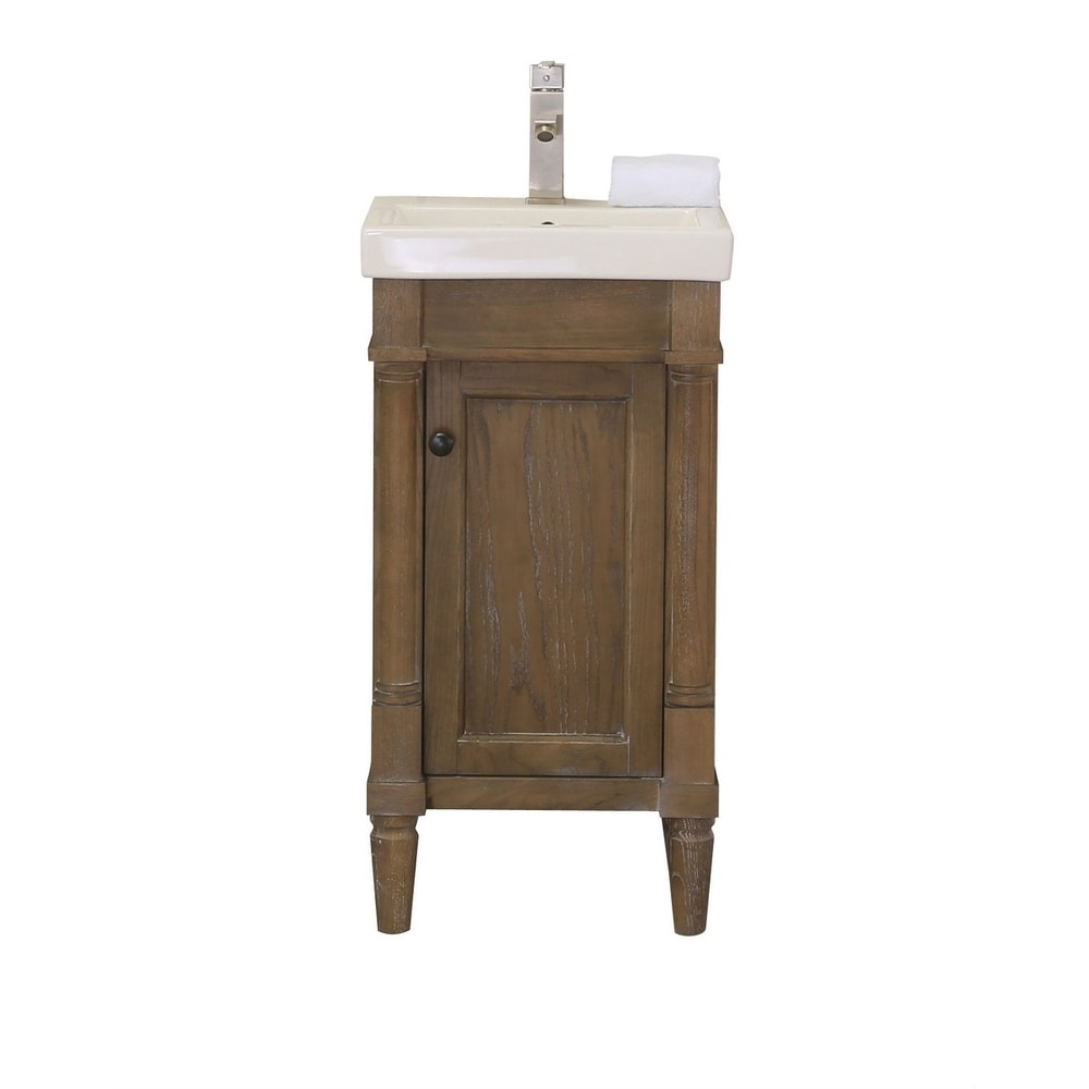 Legion Furniture17 in. Bathroom Vanity in Weathered Brown with Porcelain Top (Brown - Weathered - N/A - Single - Integrated - Ceramic - Under 23 in.)