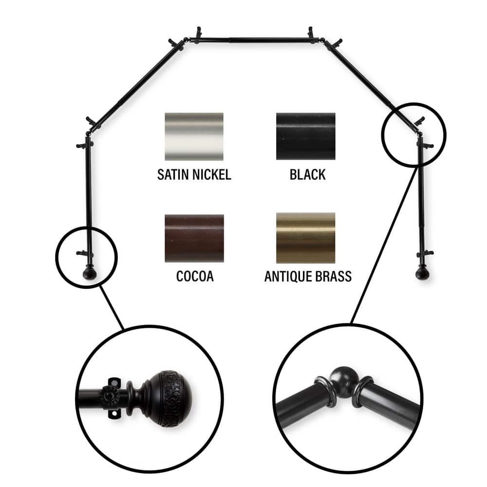 InStyleDesign Nadine 5-Sided Bay Window Curtain Rod