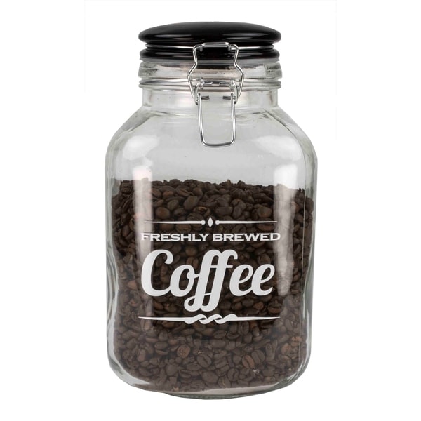 Home Basics Glass 0.8-gallon Jar with Ceramic Flip Lid Top - Black