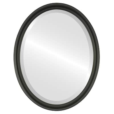 Hamilton Framed Rectangle Mirror in Matte Black with Silver Lip