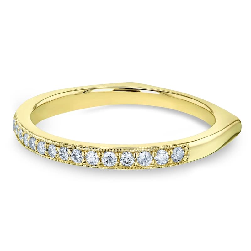 Kobelli 1/5 Carat Natural Diamond 14k Solid Gold Pave-set Milgrain Square Shank Euro Ring