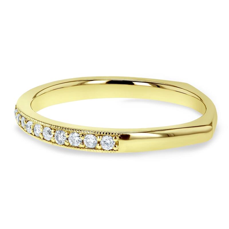 Kobelli 1/5 Carat Natural Diamond 14k Solid Gold Pave-set Milgrain Square Shank Euro Ring