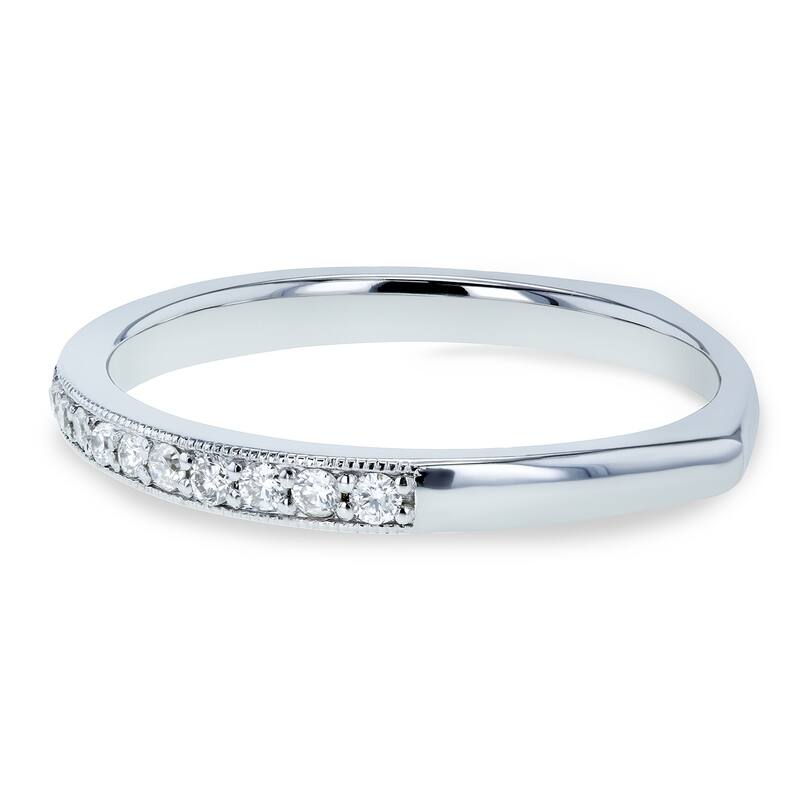 Kobelli 1/5 Carat Natural Diamond 14k Solid Gold Pave-set Milgrain Square Shank Euro Ring