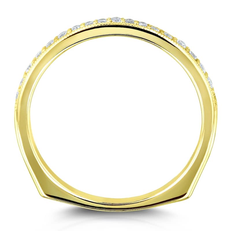Kobelli 1/5 Carat Natural Diamond 14k Solid Gold Pave-set Milgrain Square Shank Euro Ring