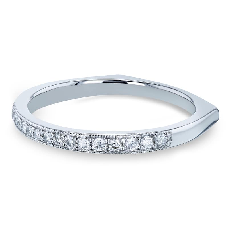 Kobelli 1/5 Carat Natural Diamond 14k Solid Gold Pave-set Milgrain Square Shank Euro Ring