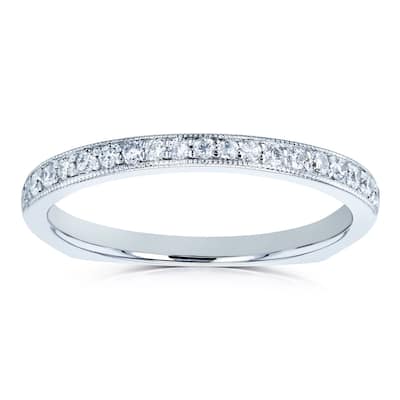 Kobelli 1/5 Carat Natural Diamond 14k Solid Gold Pave-set Milgrain Square Shank Euro Ring