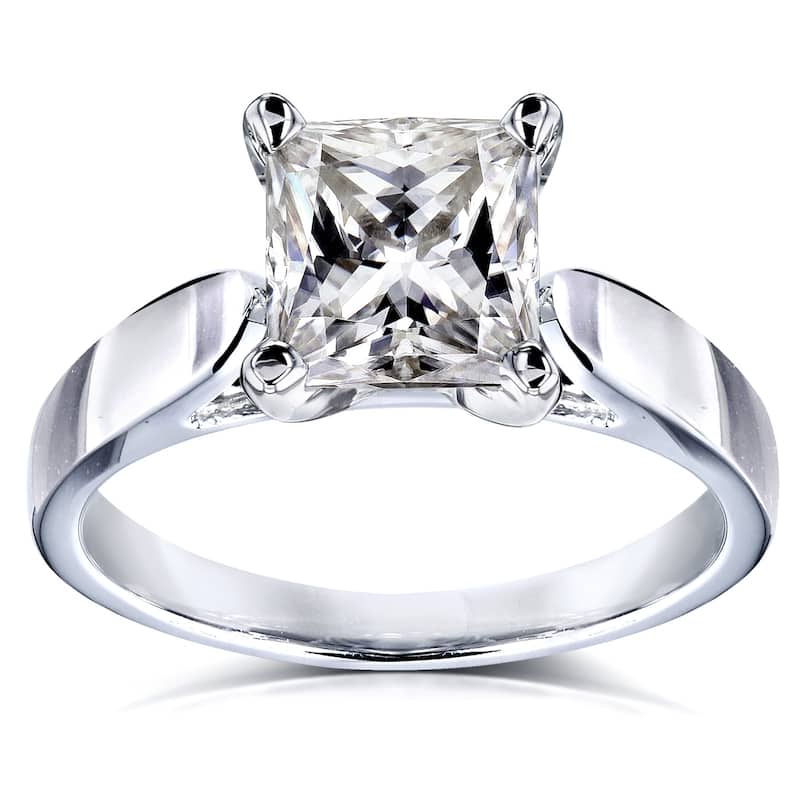 Annello by Kobelli 14k Gold 1 1/2 Carat Princess Classic Moissanite Solitaire Cathedral Engagement Ring (GH/VS) - 4 - White