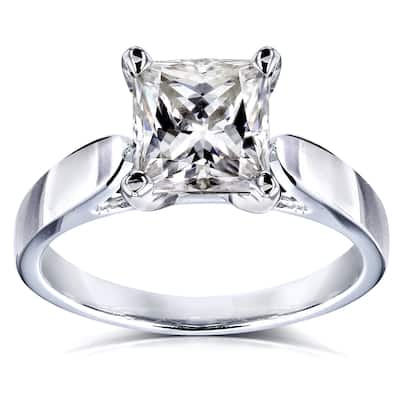 Annello by Kobelli 14k Gold 1 1/2 Carat Princess Classic Moissanite Solitaire Cathedral Engagement Ring (GH/VS)