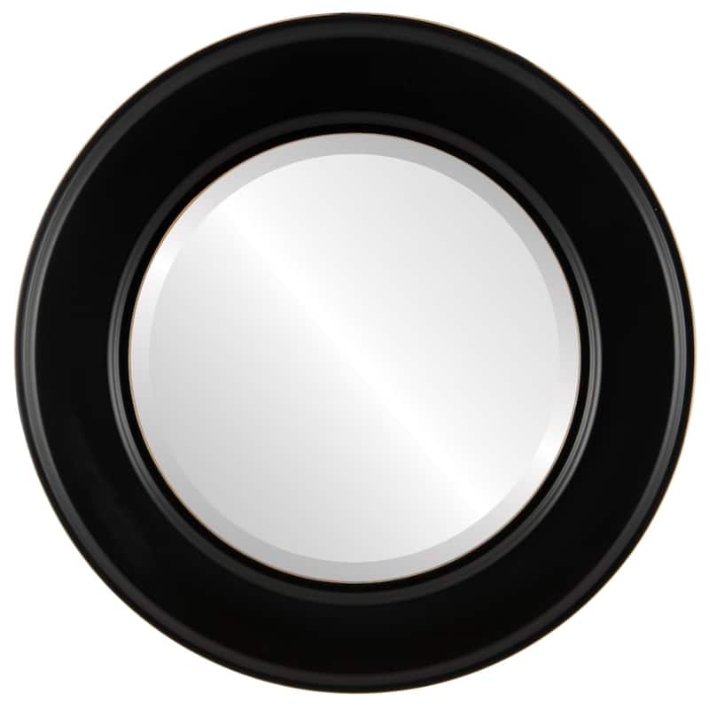 Marquis Framed Round Mirror in Matte Black
