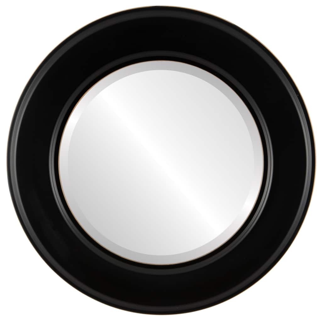 Marquis Framed Round Mirror in Matte Black