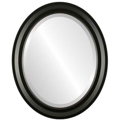 Newport Framed Oval Mirror in Matte Black