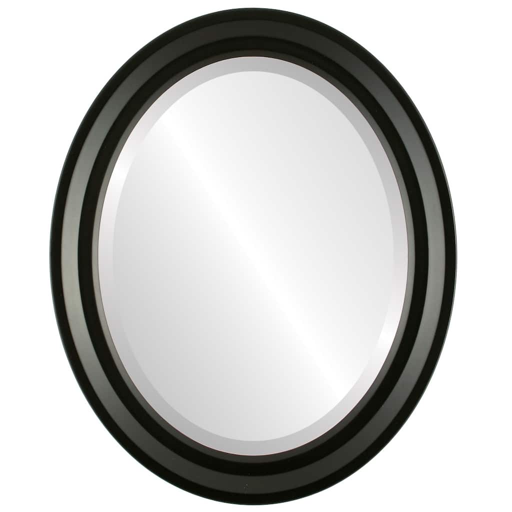 Newport Framed Oval Mirror in Matte Black