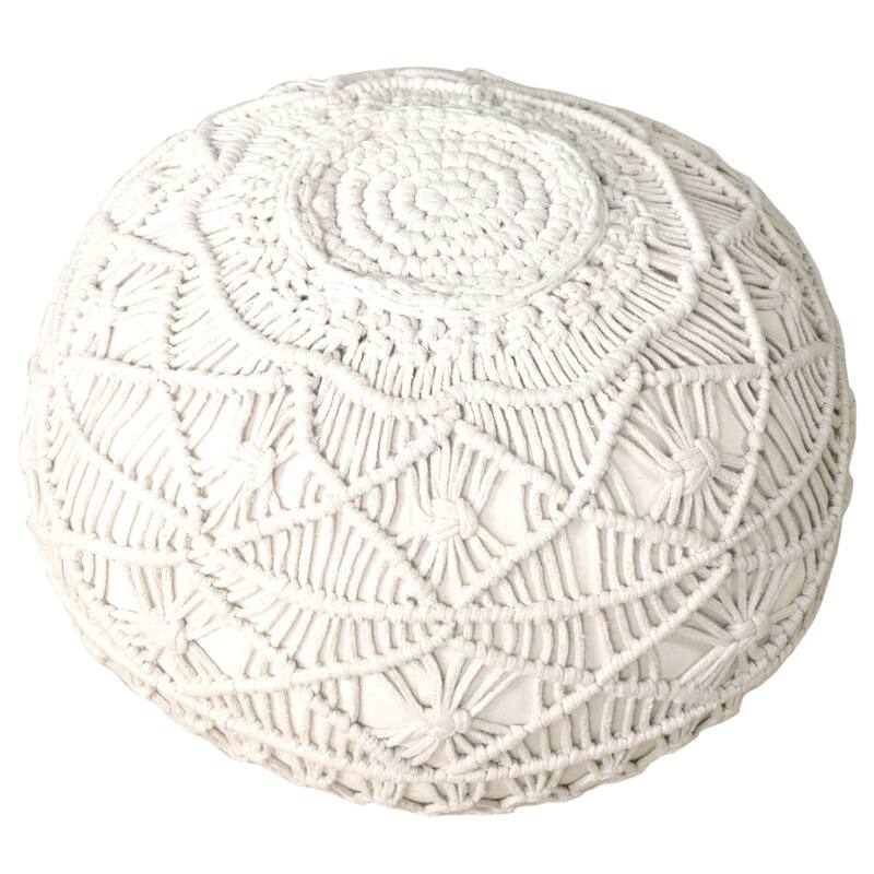 Sevita Mystic Macrame Natural Pouf Ottoman