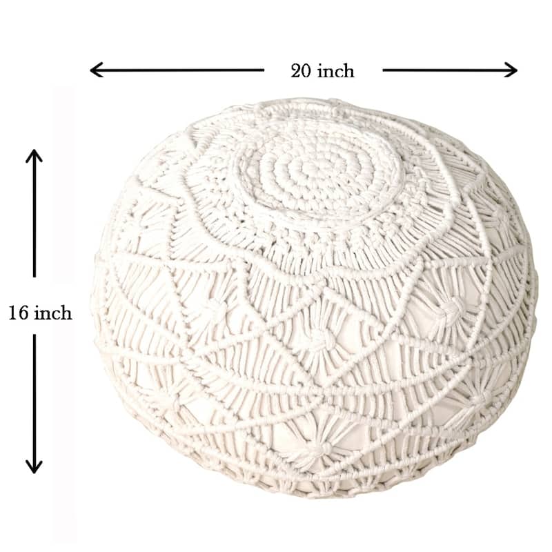 Sevita Mystic Macrame Natural Pouf Ottoman