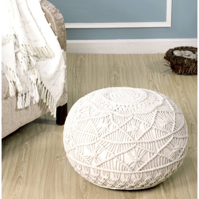 Sevita Mystic Macrame Natural Pouf Ottoman