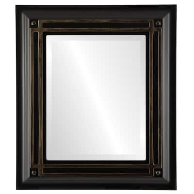 Imperial Framed Rectangle Mirror in Matte Black with Gold