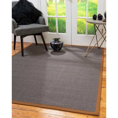Natural Area Rugs 100%, Natural Fiber Handmade Big Sur, Dark Grey Sisal Rug, Sienna Border - 9' x 12'