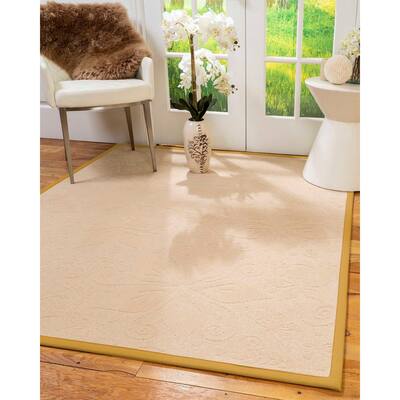 Natural Area Rugs 100%, Natural Fiber Handmade Hermosa, Beige Wool Rug, Tan Border - 9' x 12'