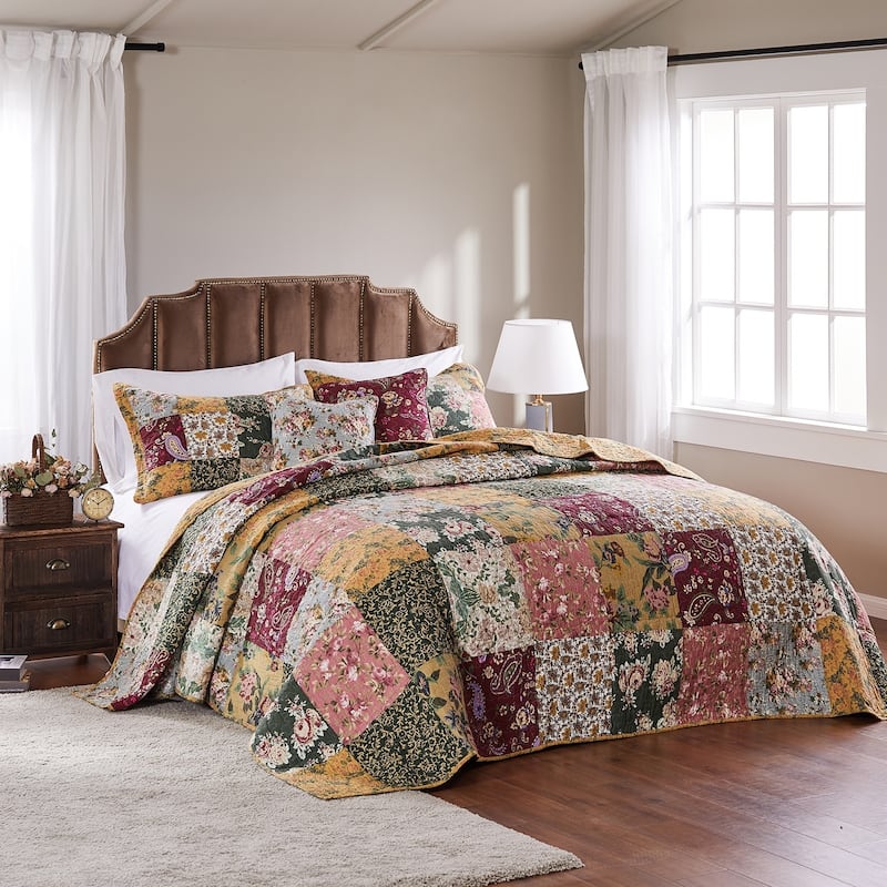 Greenland Home Fashions Antique Chic 100% Cotton Authentic Patchwork Bedspread Set