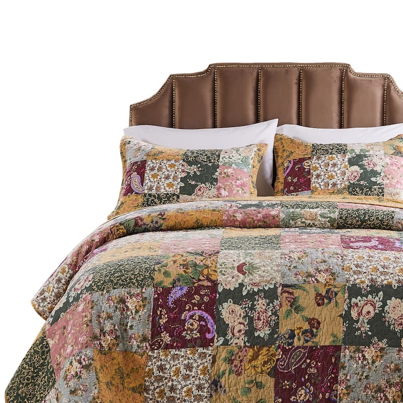 Greenland Home Fashions Antique Chic 100% Cotton Authentic Patchwork Bedspread Set