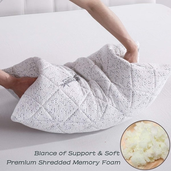 Shop Cr Sleep Shredded Bamboo Queen Memory Foam Pillow W Free