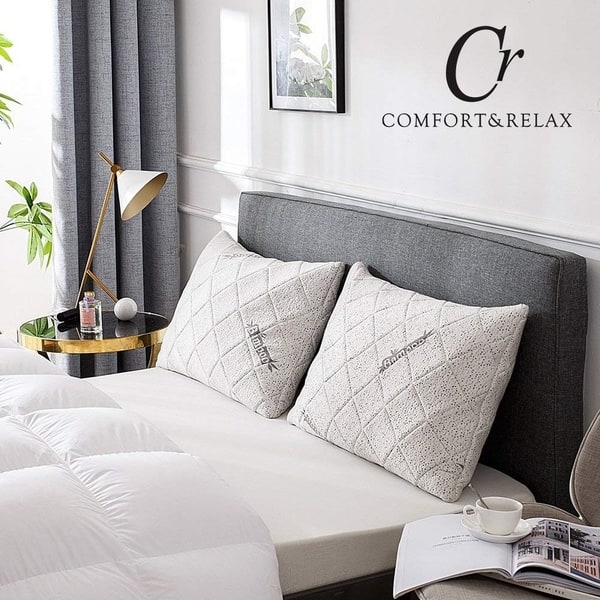 Cr Sleep Shredded Bamboo Queen Memory Foam Pillow W Free Bamboo Queen Memory Foam Pillow